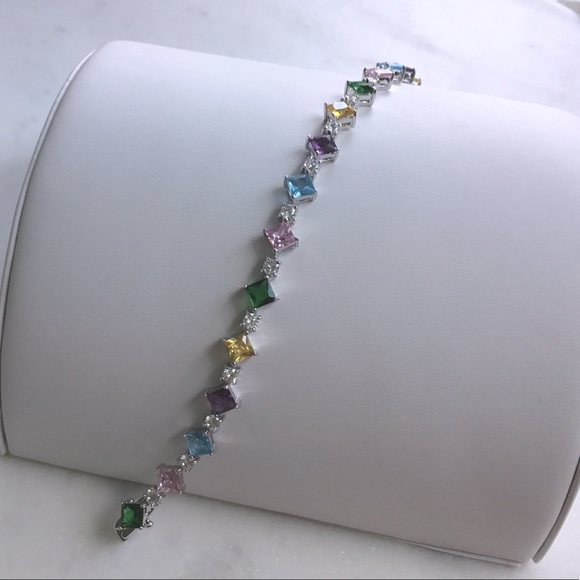 Sterling Silver 7” Multi Color CZ Bracelet - Picture 6 of 17